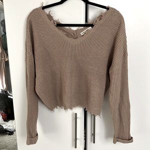 Cropped pink sweater